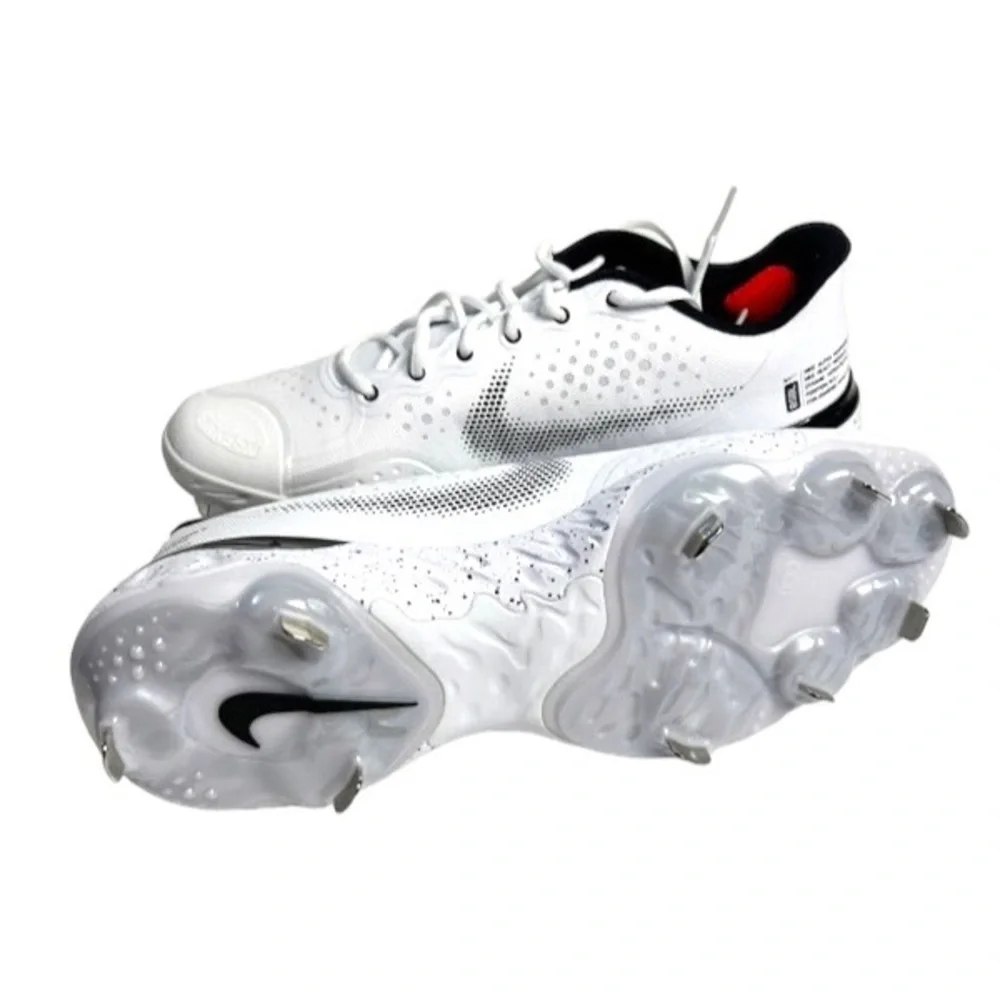New NIKE Alpha Huarache Elite 3 White Black Metal Spikes Baseball Cleats Mens 14